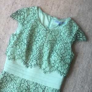 ANTONIO MELANI Mint Green Lace Mini Dress
